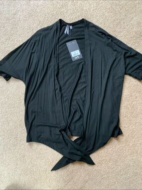 orb Black Draped Tie-Front Women's Top